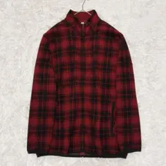 ユニクロ フリースジャケット（XL）赤 黒 チェック柄 フルジップ 防寒