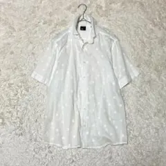 美品✨+A PANTS 半袖シャツ L 白 ドット柄ジャガード コットン100%のサムネイル