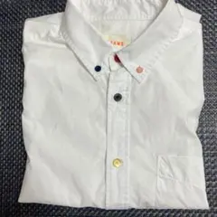 BEAMS ビームス 半袖 シャツ ホワイト カラフルボタン