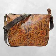 NELD ネルド ボタニカル柄 本革 ショルダーバッグ CAMEL(キャメル 