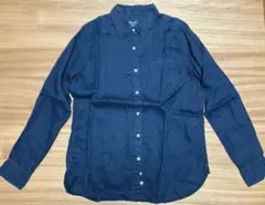 無印良品　リネン100%長袖シャツ　ネイビー　Sサイズ
