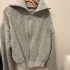グレー ジップアップ セーター 長袖