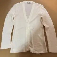 ホワイトリブ編みVネックカーディガン RENOWN レディース