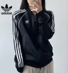 アディダス トラックジャケット 黒白 Sサイズ adidas ジャージ