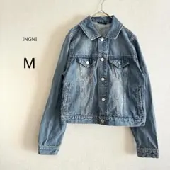 【INGNI】 デニムジャケット Gジャン ライトブルー 青 M クロップド丈