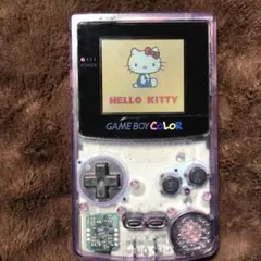 任天堂ゲームボーイカラークリアーパープル 新品スクリーンレンズ 新品偏光板交換