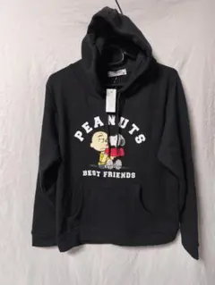 新品 PEANUTS スヌーピー パーカー チャーリーブラウン 黒 メンズ M