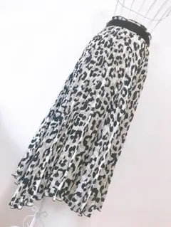 Mila Owen ミラオーウェン　レオパード プリーツ ロングスカート　M