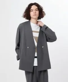 tk.TAKEO KIKUCHI ノーカラー ジャケット 麻風