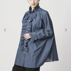 美品 50.600円 マディソンブルー ラウンドカラーフリルシャツ ラミー