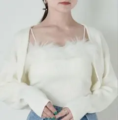 最終値下げ！！SNIDEL エコファーキャミ+カーディガンSET