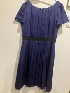 22 OCTOBRE ネイビー プリーツドレス Mサイズ　ワンピース