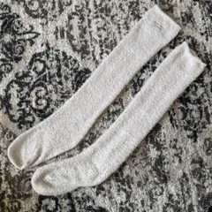 ジェラートピケ フワフワ ピンク×ホワイトボーダーロングソックス