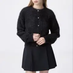 GU シャイニークルーネックカーディガンZ ブラック　XL