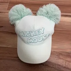 ディズニー　ボンボン　キャップ　ミントカラー　ミッキーマウス