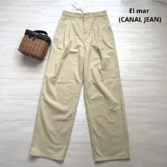 【新品タグ付】エルマール(キャナルジーン) コットンタックストレートパンツ　Sのサムネイル