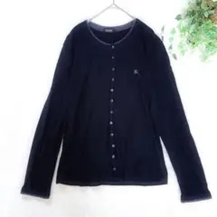 バーバーリーブラックレーベル　ホースロゴ刺繍　カーディガン　黒　M