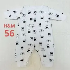 【最終日】【美品】H&M カバーオール ロンパース 長袖 パンダ50 60