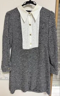 ZARA コントラスト サテンテクスチャー　ワンピース