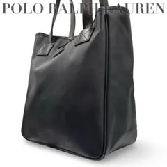 【ヴィンテージ】ポロラルフローレン　トートバッグ　ブラック　レザー　ロゴ金具