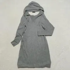 ウール/アンゴラ混✨アイシービー◇ニットワンピース フード付き ゆったり S