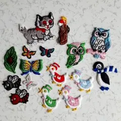 刺繍ワッペンセット 16個　レトロ　ヴィンテージワッペン　【未使用品】