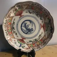 古伊万里の金彩染付け皿、骨董