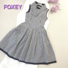 FOXEY NEW YORK ギンガムチェックフレアーワンピース 40サイズのサムネイル