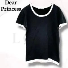 ディアプリンセス　ニットTシャツ　良品　黒　バイカラー　チビT　着回し　シンプルのサムネイル