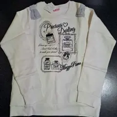 Mezzo piano-junior肩リボン付き豪華刺繍入り裏起毛トレーナー