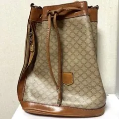 CELINE セリーヌ マカダム 巾着バッグ ショルダーバッグ レザー ブラウン