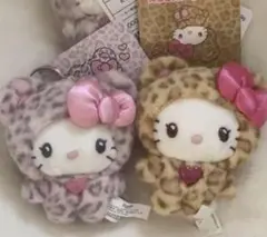 【267】2点セット☆ヒョウ柄キティちゃんキーホルダー ぬいぐるみ