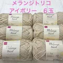 ダイソー メランジトリコ アイボリー ６玉 毛糸 同一ロット 秋冬毛糸