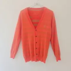 BURBERRY BLACK LABEL ボーダーカーディガン オレンジ M相当