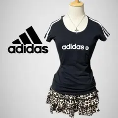 adidas アディダス Tシャツ 三本線 黒 キラキラ Y2K 平成ギャルのサムネイル