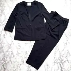 IKKA LOUNGEネイビーパンツスーツMノーカラージャケットテーラードパンツ