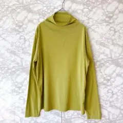 【レスピーギ】ハイネックTシャツ（黄緑）長袖　サイズL 綿　日本製