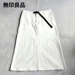 無印良品　縦横ストレッチ　デニムスカート　オフ白　M〜L
