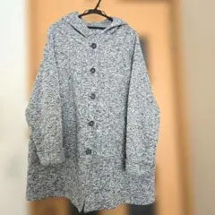 フード付きグレー系裏起毛フリースコート