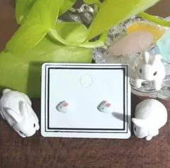 うさ耳ピンク✾小さいポストピアス うさぎ‪(ᐢ.ˬ.ᐢ)♡ No.1401