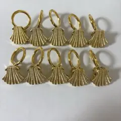 カーテンクリップ　シェル　貝殻　貝　10個　セット　アンティーク　ゴールド