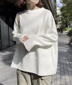 スピックアンドスパン　トップス　バルキーヤーン ロングリブプルオーバー