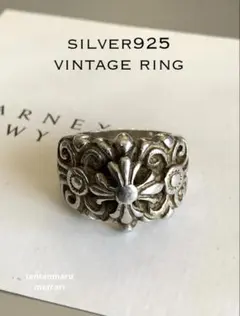 中*吉様 シルバー925 ☆ ヴィンテージリング　☆ フローラルクロス☆18号・