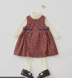 ファミリア●花柄ノースリーブワンピースリバティ鳥さん刺繍