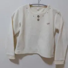 クリーム色 長袖カットソー ボタン付き