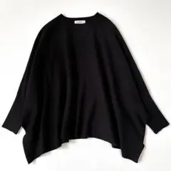 PLUS OTO.HA プラスオトハ ウォッシャブルポンチョニット ブラック