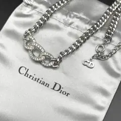 美品 希少✨Christian Dior ネックレス シルバー ストーン 刻印
