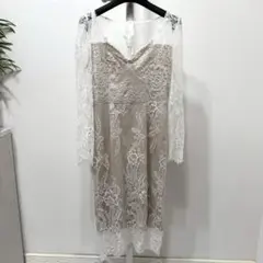 白総レースドレス タイト 長袖スリットあり 未使用♡