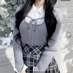 INGNI ニット セーター シャツドッキングフロントリボンニット レディース