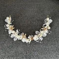 ヘッドドレス ウェディング ヘアアクセサリー お花 ゴールド